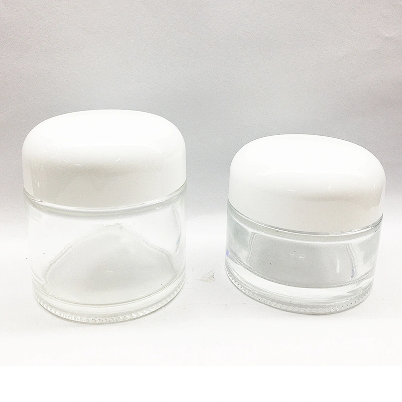 Clear Thick Round Sided Glass Cosmetic Jar with Lid