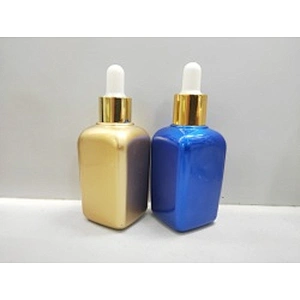 Hot sell 30 50ml empty essencial oil glass packaging cosmetic dropper bottle with aluminum shoulder and pump