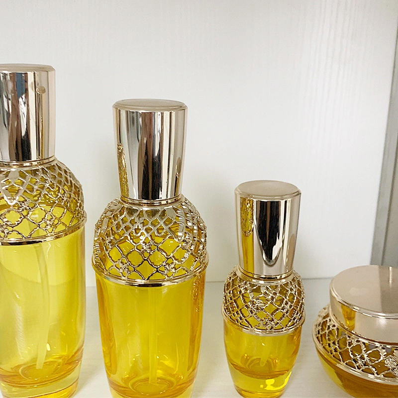 New style luxury  30g 50g 40ml 100ml 120ml cosmetics sub-bottle Mesh cover hollow high-end cosmetic bottle set