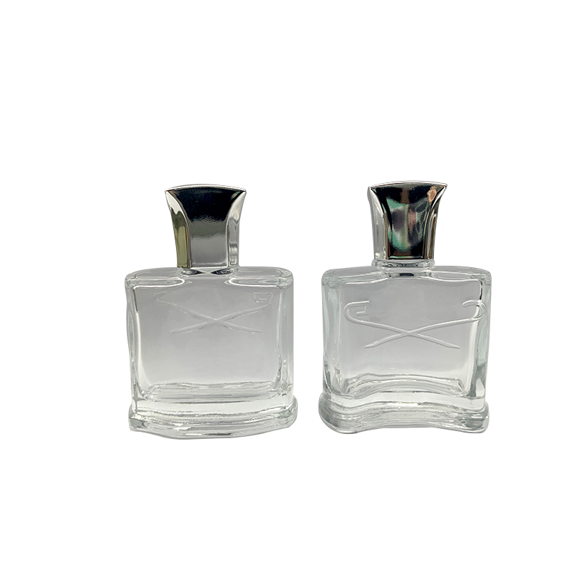 Wholesale transparent flat square frosted spray empty glass perfume bottle