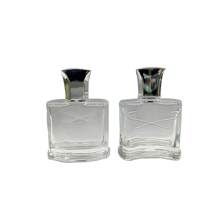 Wholesale transparent flat square frosted spray empty glass perfume bottle