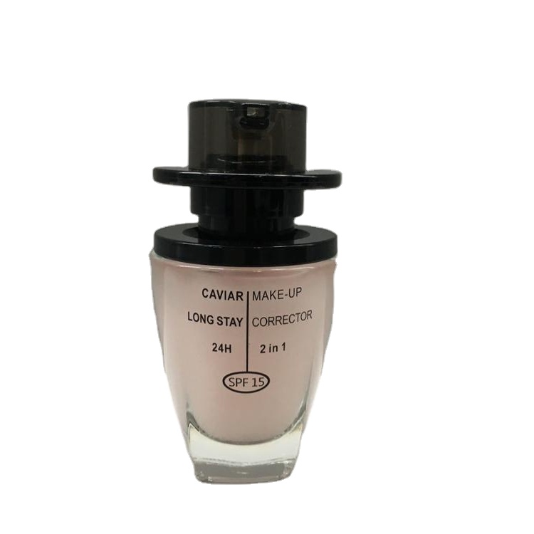 30ml Glass foundation bottle  with matte black pump and cap, Customized color, logo are welcome