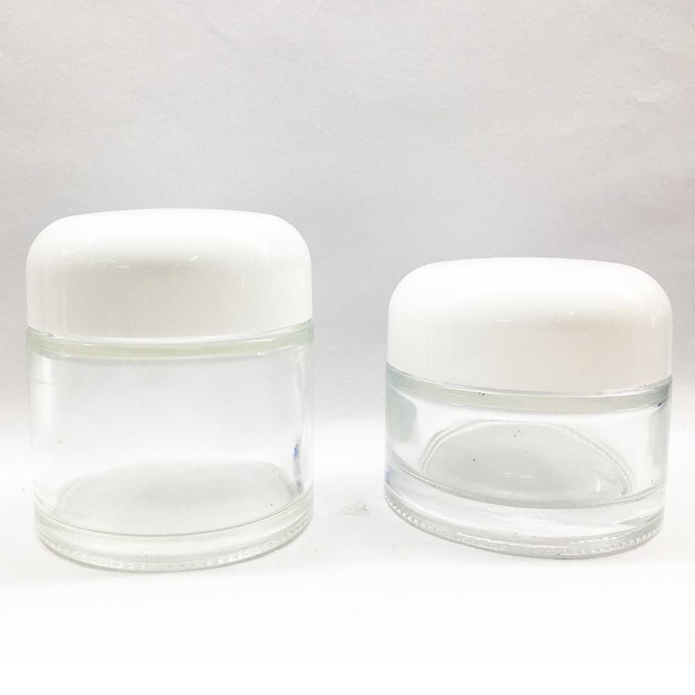 Clear Thick Round Sided Glass Cosmetic Jar with Lid