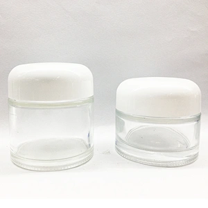 Clear Thick Round Sided Glass Cosmetic Jar with Lid
