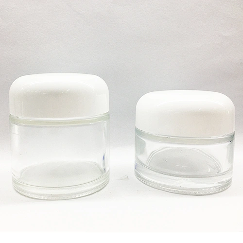 Clear Thick Round Sided Glass Cosmetic Jar with Lid