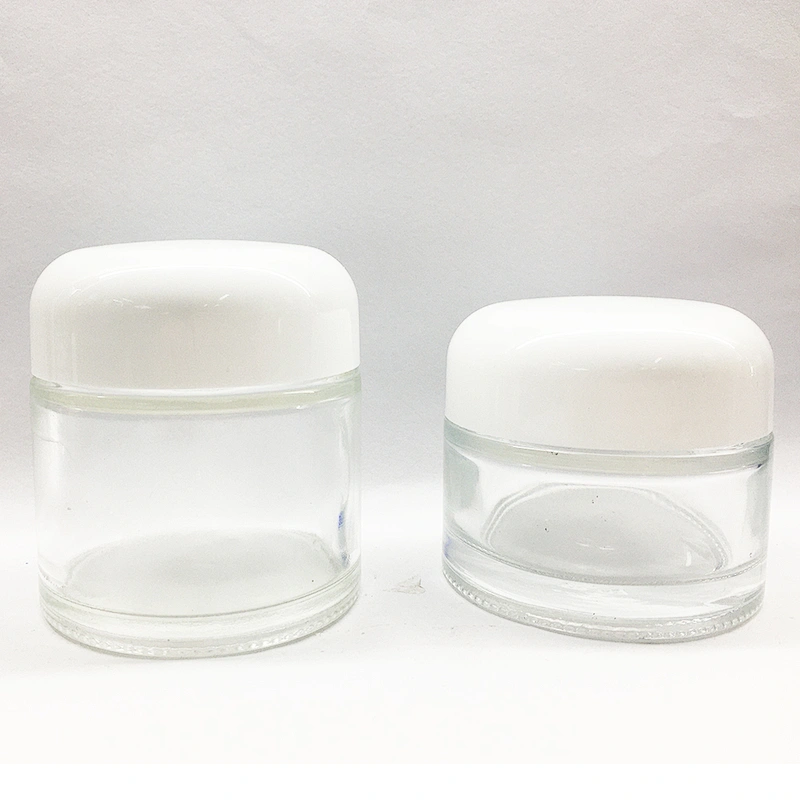 Clear Thick Round Sided Glass Cosmetic Jar with Lid