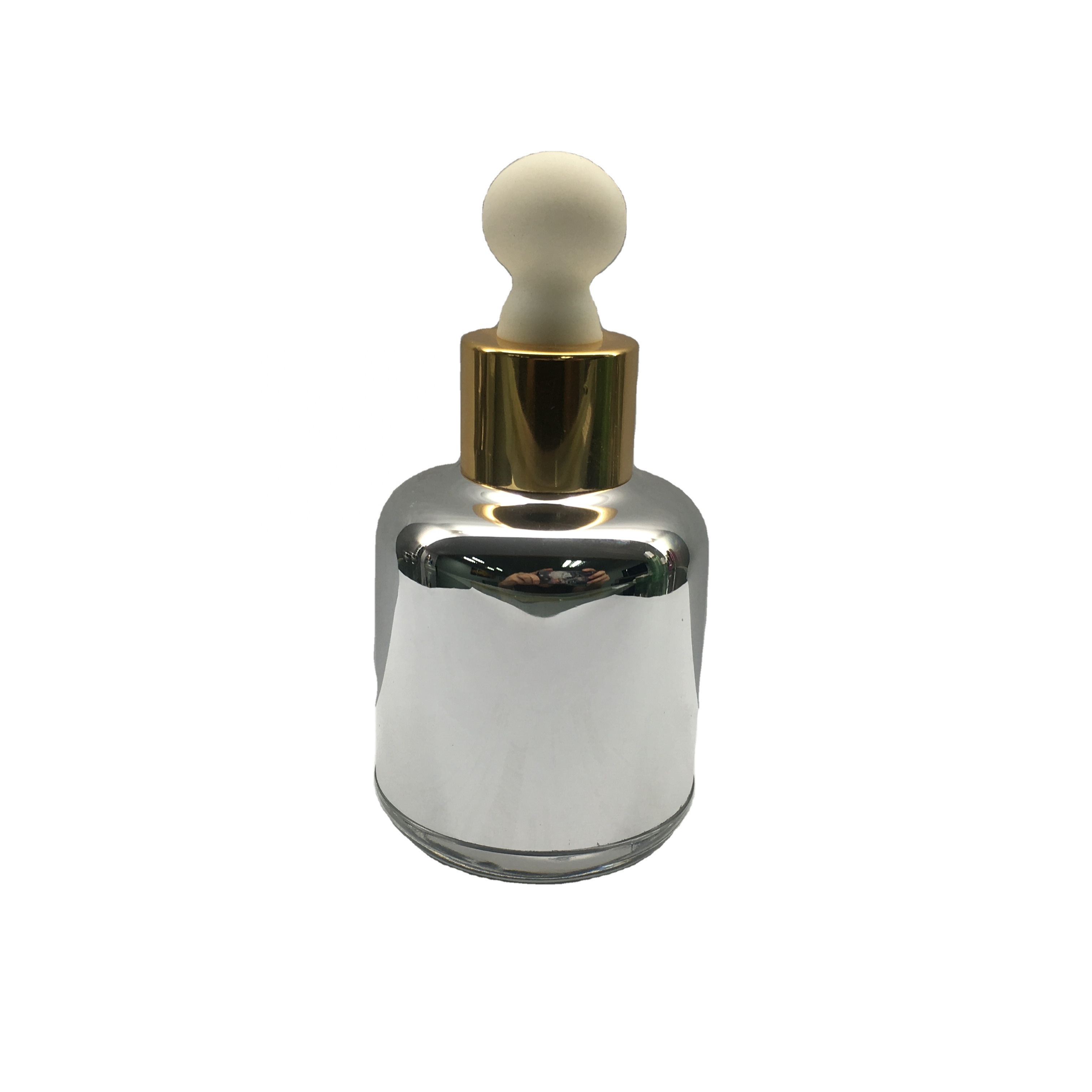 Customized Empty Frosted/Painted Glass Round Dropper Bottles 30ml, Fancy Dropper Bottles packaging for oil/serum, OEM order