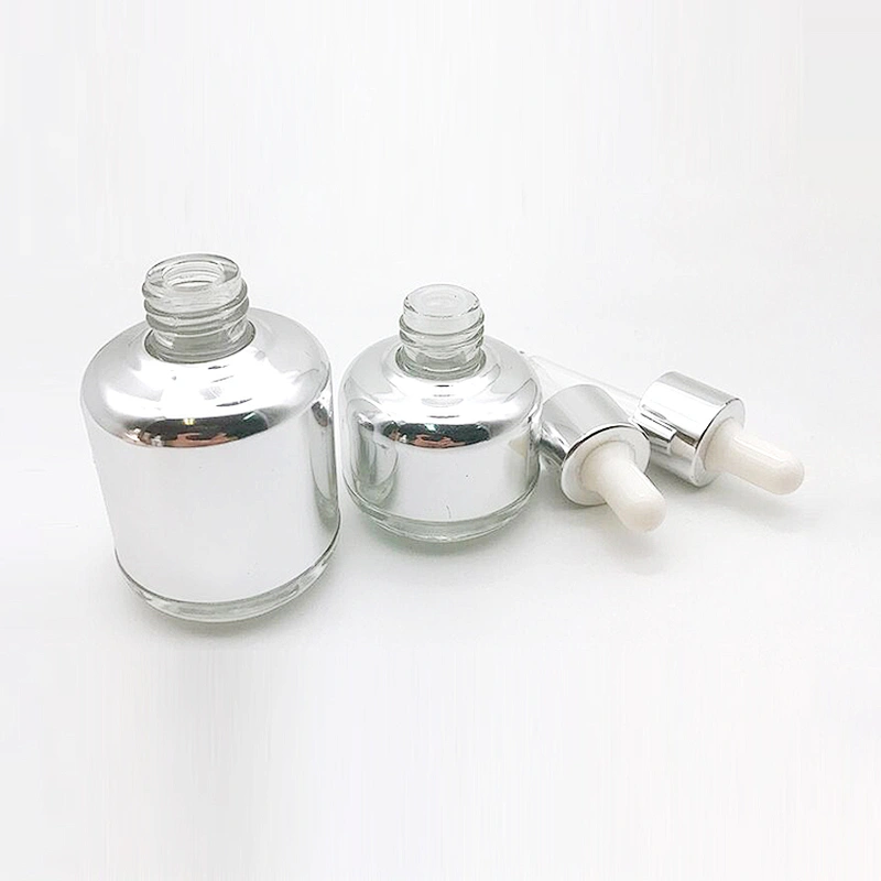 YC2591 glass dropper bottle with aluminum collar and shoulder