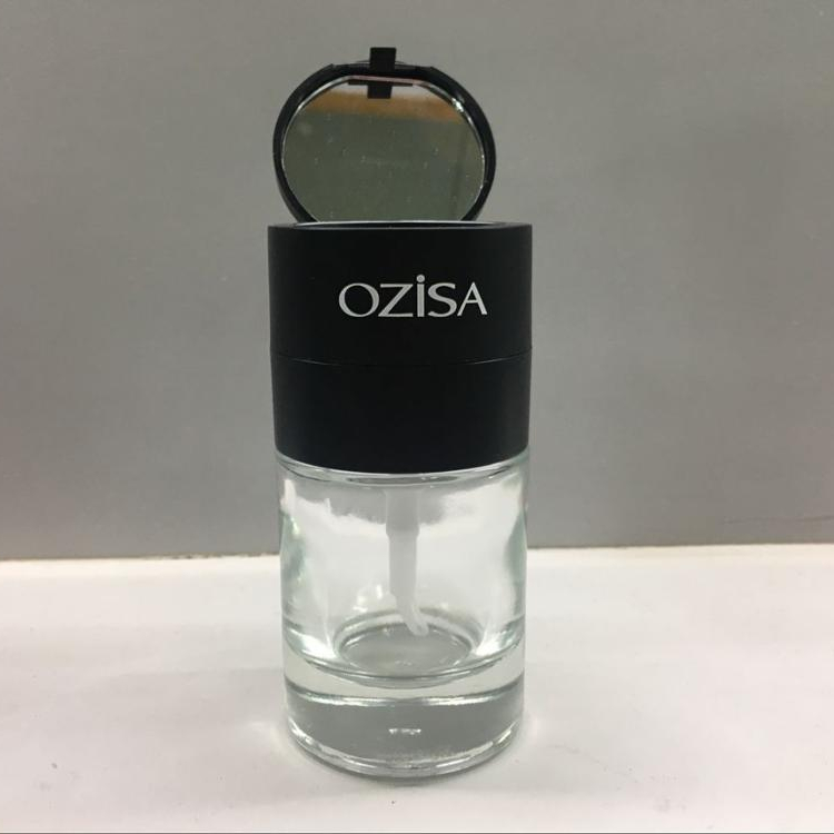 30ml Glass foundation bottle  with matte black pump and cap mirror, Customized color logo are welcome