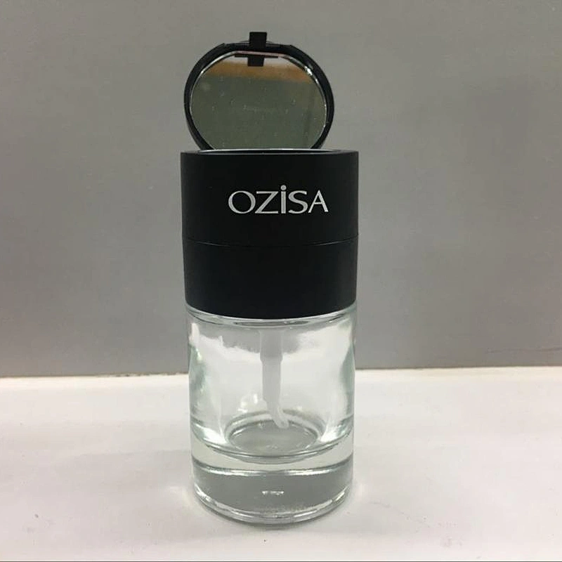 30ml Glass foundation bottle  with matte black pump and cap mirror, Customized color logo are welcome