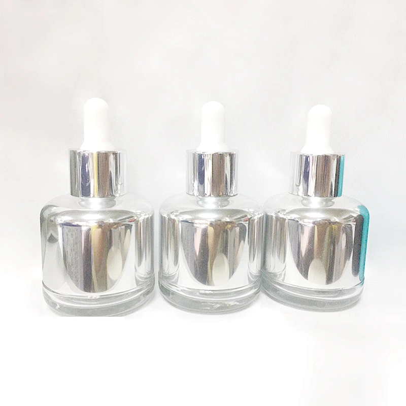 YC2591 glass dropper bottle with aluminum collar and shoulder