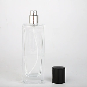 Hot sale round shape glass perfume bottle with silver grey spray pump