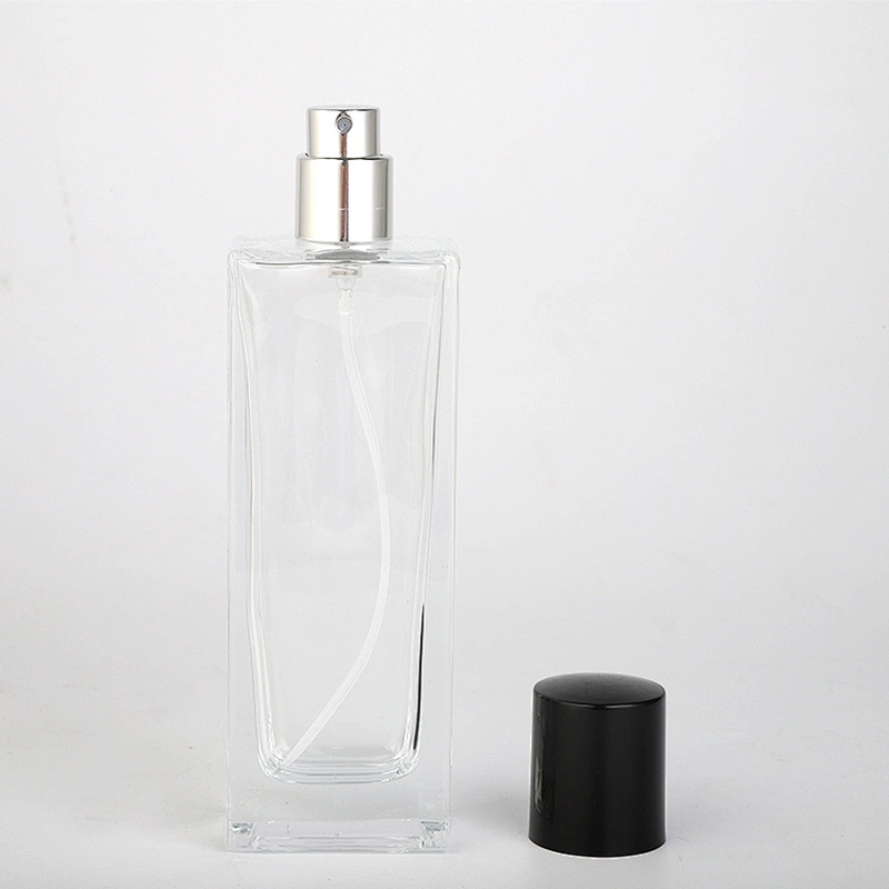 Hot sale round shape glass perfume bottle with silver grey spray pump