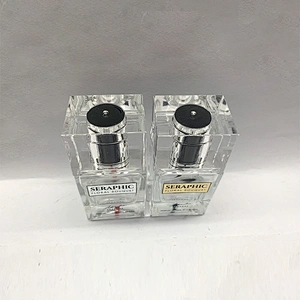 Custom transparent square ladies 25ML perfume spray glass bottle