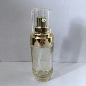 New Arrival   30ml glass   foundation bottle  with  mirror gold pump and clear cap, Customized color,  silk screen logo