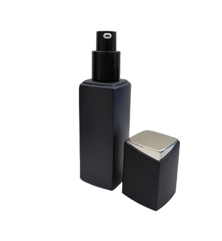 Refillable empty cosmetic glass packaging set 120ml 100ml 50ml 50g 30g lotion bottles and cream jars matt black surface