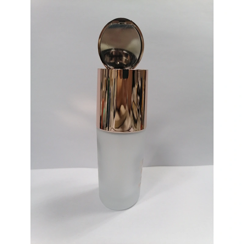 New Arrival   30ml glass   foundation bottle  with  mirror gold pump and clear cap, Customized color,  silk screen logo