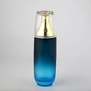 China manufacture  Cosmetic packaging 40ml  empty luxury frosted oval glass lotion pump bottle