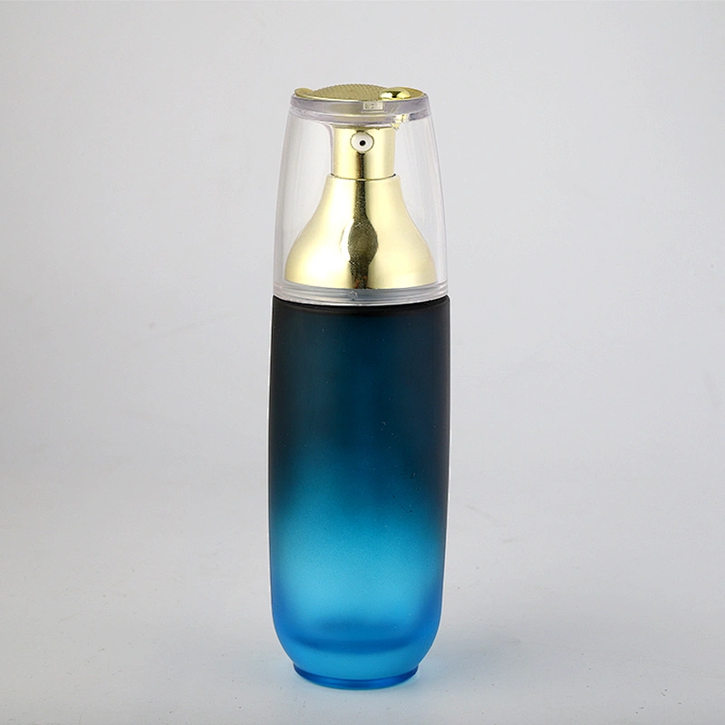 China manufacture  Cosmetic packaging 40ml  empty luxury frosted oval glass lotion pump bottle