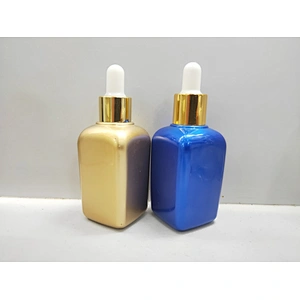Hot sell 30 50ml empty essencial oil glass packaging cosmetic dropper bottle with aluminum shoulder and pump
