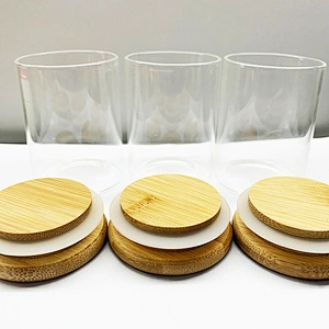 Air Tight Round Glass Food Storage Seal Jar with Natural Bamboo Lid