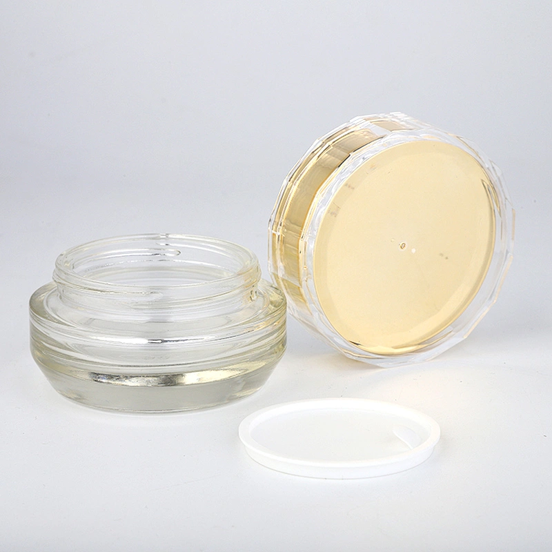suppliers 30g 50g skin care cream cosmetic jar gold luxury glass cream jars