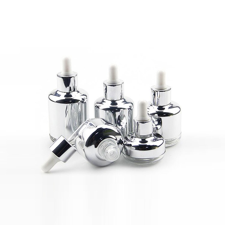 YC2591 glass dropper bottle with aluminum collar and shoulder