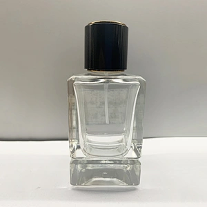 50ml square transparent silver nozzle glass perfume bottle