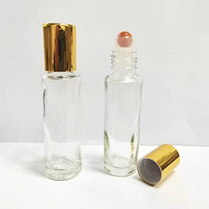 15ml roll on bottle transparent bottle with golden cap plastic cap metal ball