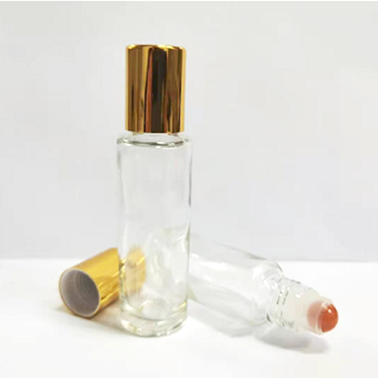 15ml roll on bottle transparent bottle with golden cap plastic cap metal ball