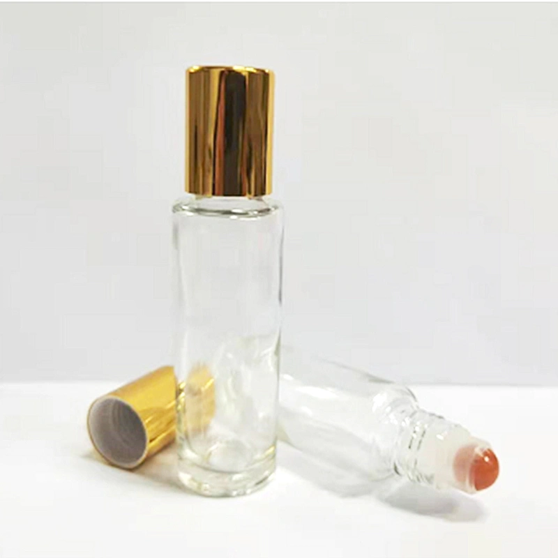 15ml roll on bottle transparent bottle with golden cap plastic cap metal ball