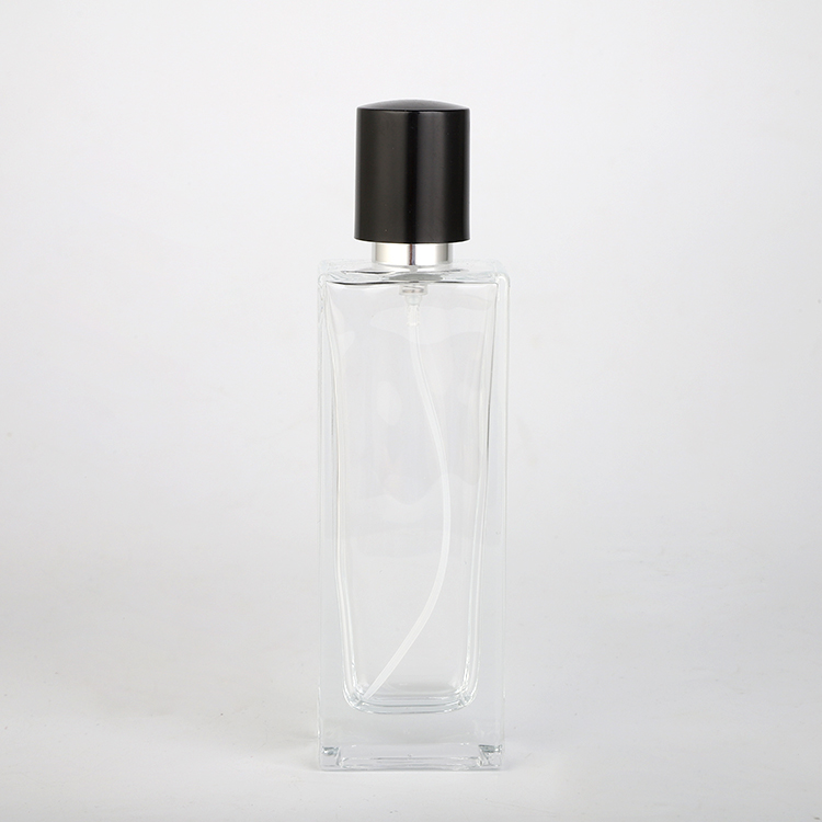 Hot sale round shape glass perfume bottle with silver grey spray pump