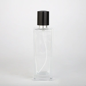 Hot sale round shape glass perfume bottle with silver grey spray pump