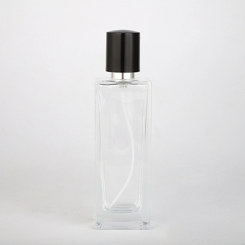 Hot sale round shape glass perfume bottle with silver grey spray pump