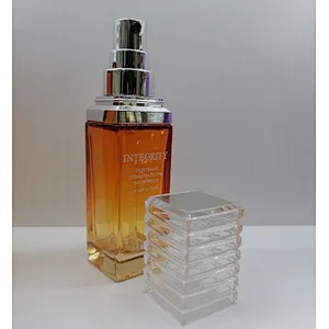 2021 new design glass cosmetic packaging set amber color for lotion and cream with electroplating silver shoulder and clear cap