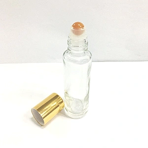 15ml roll on bottle transparent bottle with golden cap plastic cap metal ball
