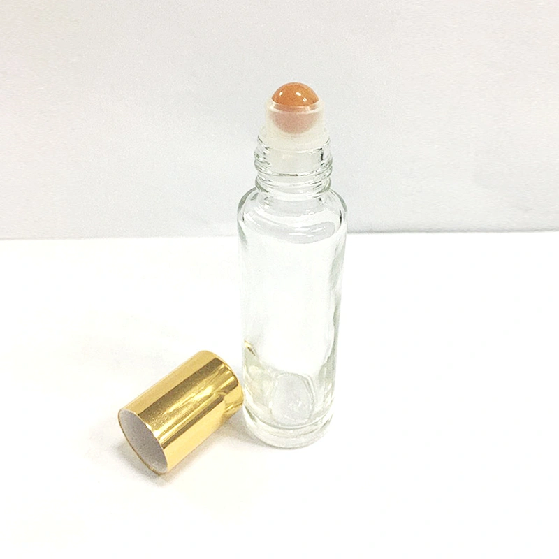 15ml roll on bottle transparent bottle with golden cap plastic cap metal ball