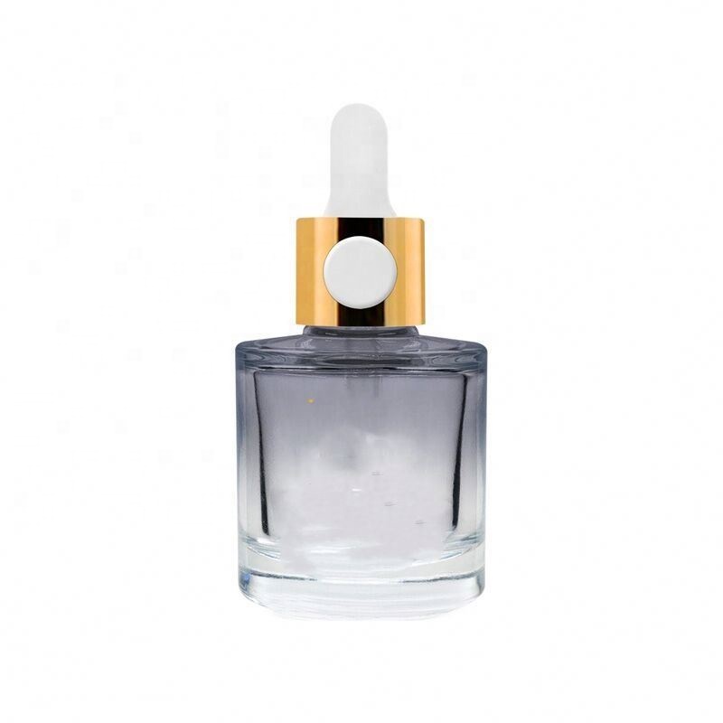 30 ml gradient frosting button dropper bottle round molded dropper bottle for essential oil and serum wholesale glass bottles