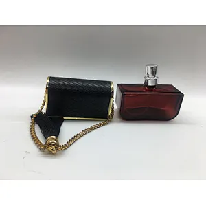 50 ml perfume bottle luxury glass bottle package with chain tassel leather cap