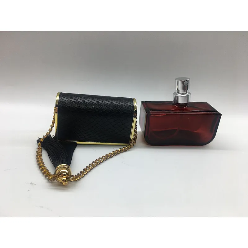 50 ml perfume bottle luxury glass bottle package with chain tassel leather cap