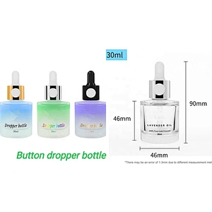 30 ml gradient frosting button dropper bottle round molded dropper bottle for essential oil and serum wholesale glass bottles