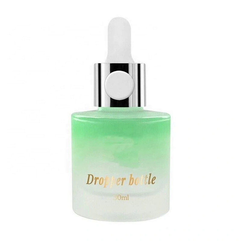30 ml gradient frosting button dropper bottle round molded dropper bottle for essential oil and serum wholesale glass bottles