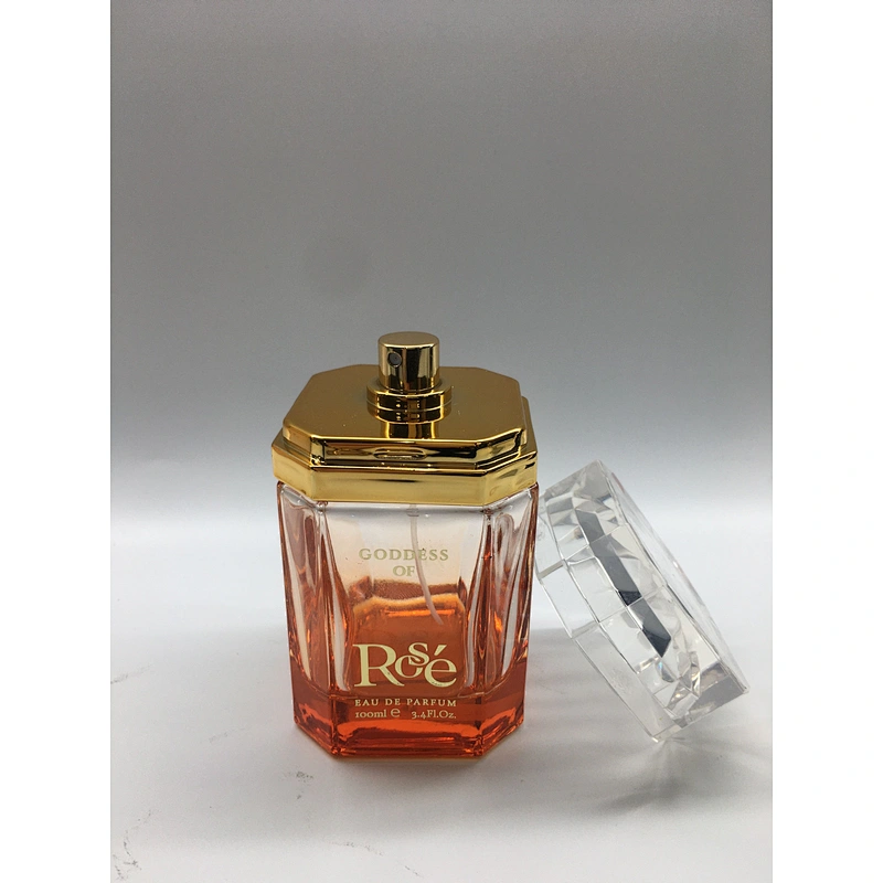 square perfume 100ml translucent orange luxury glass bottle package free sample custom logo