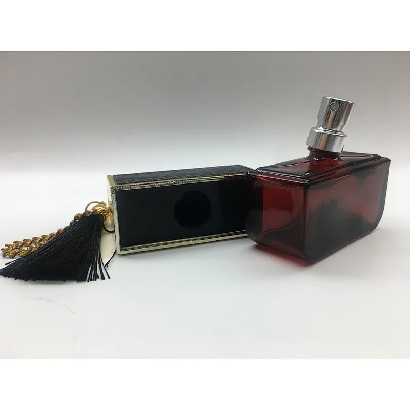 50 ml perfume bottle luxury glass bottle package with chain tassel leather cap