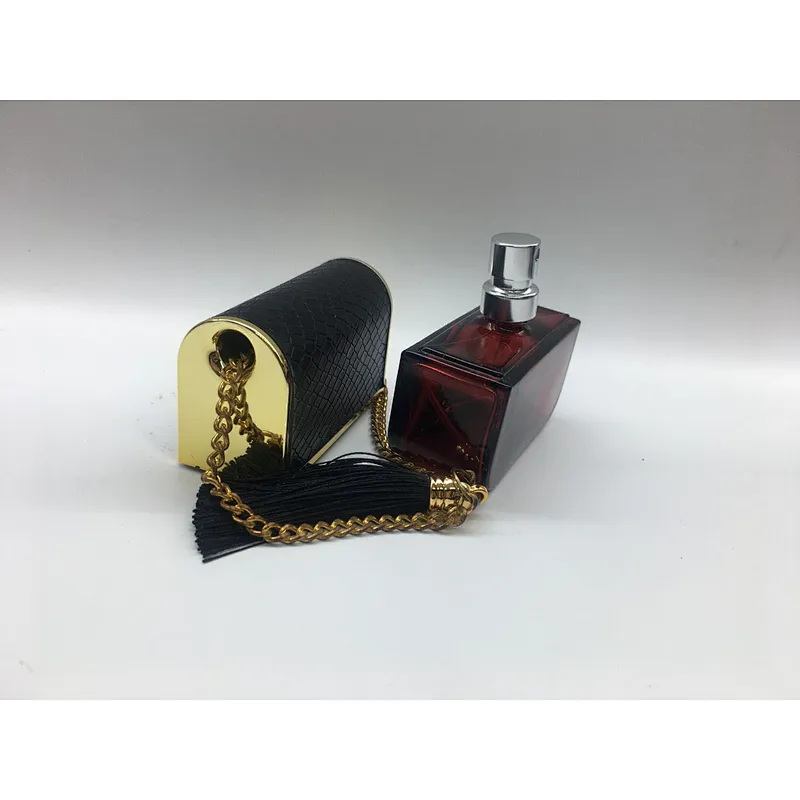 50 ml perfume bottle luxury glass bottle package with chain tassel leather cap