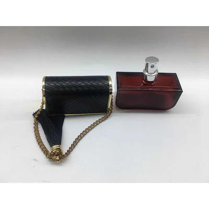 50 ml perfume bottle luxury glass bottle package with chain tassel leather cap