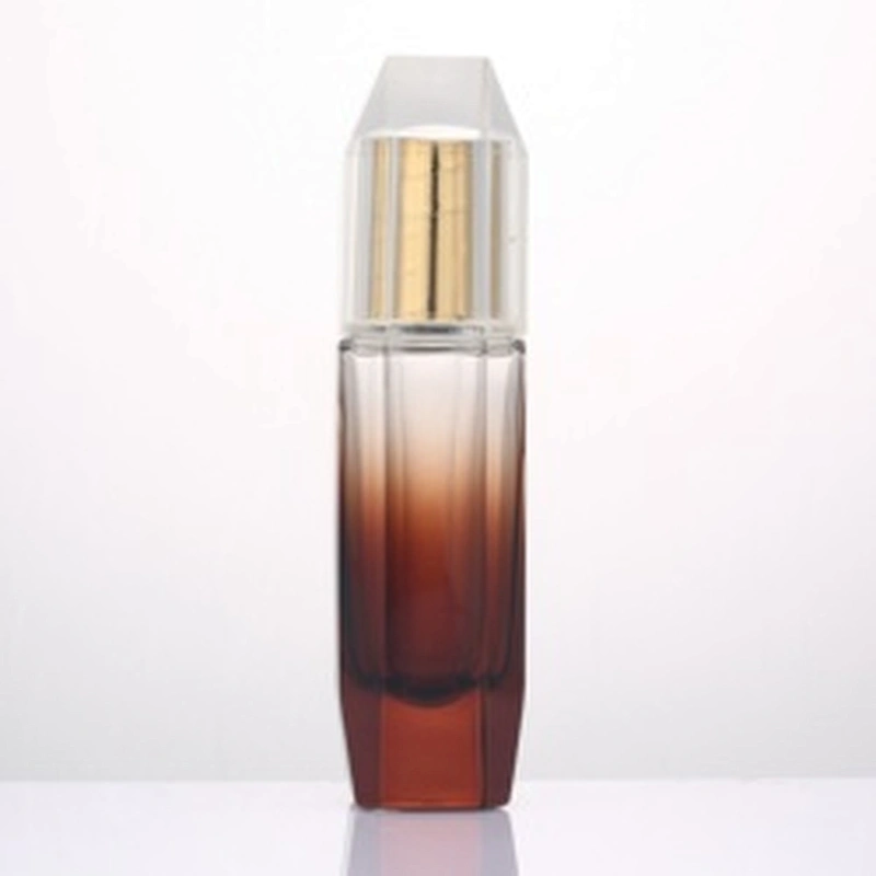 hot sell custom cosmetic bottle    luxury  square  manufacturer    lotion  clear glass bottles   with pump spray lid dropper