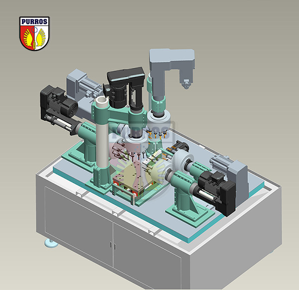 servo slide multi spindles drilling tapping machine 3D design for motor shell