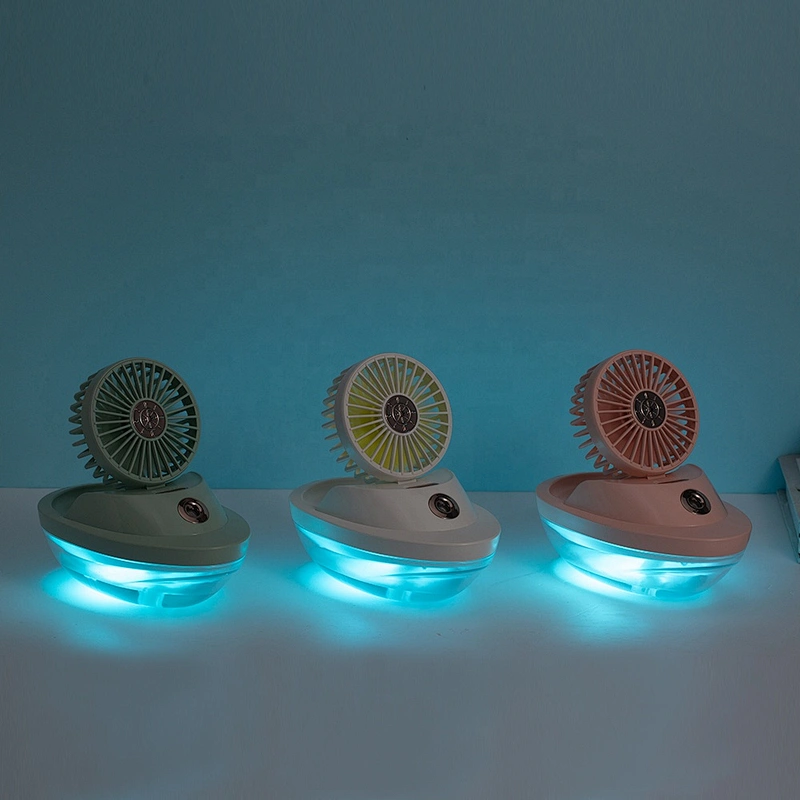 Factory wholesale new design small portable air cooler water mist fan rechargeable mini fan Romantic night light fan