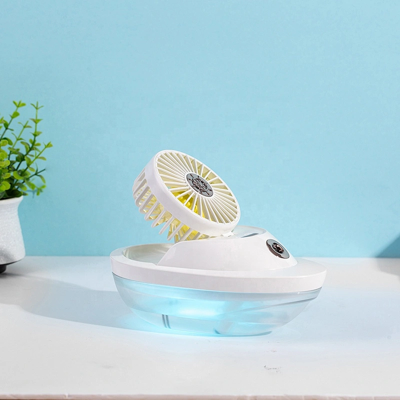 Factory wholesale new design small portable air cooler water mist fan rechargeable mini fan Romantic night light fan